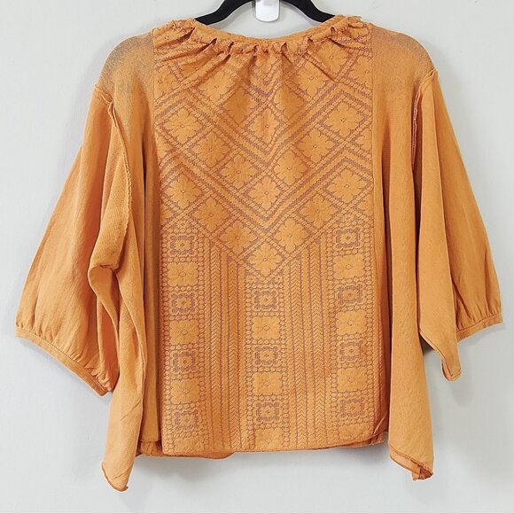 Free People Women Mae Top Medium Vneck Floral Embroidery Flowy Raw Lace Trim - Picture 3 of 13